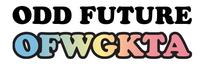 Graphic logo featuring the text 'ODD FUTURE' in bold black font above 'OFWGKTA' in a colorful, playful style.